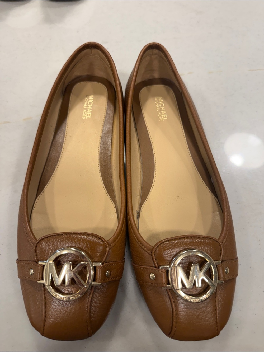 Michael Kors Brown MK Logo Leather Flats